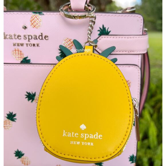 Kate Spade Colada Pineapple Novelty Coin Purse Wallet Keychain Limited Edition - Picture 4 of 6